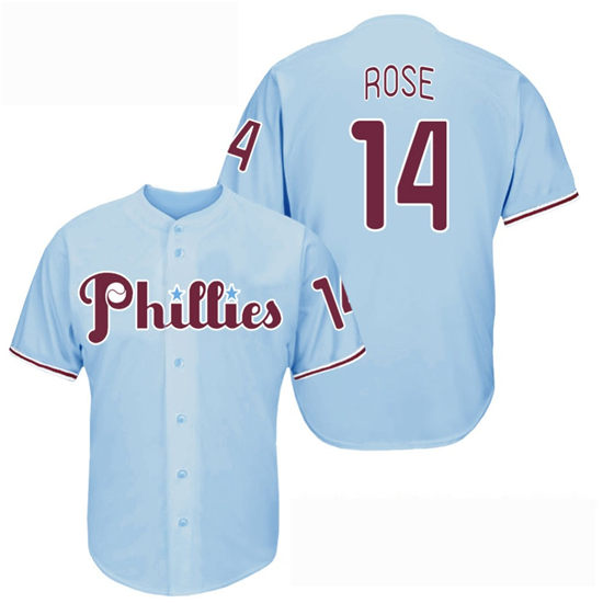 Men's Philadelphia Phillies #14 Pete Rose Blue Stitched MLB 1980 Majestic Cool Base Cooperstown Collection Jersey