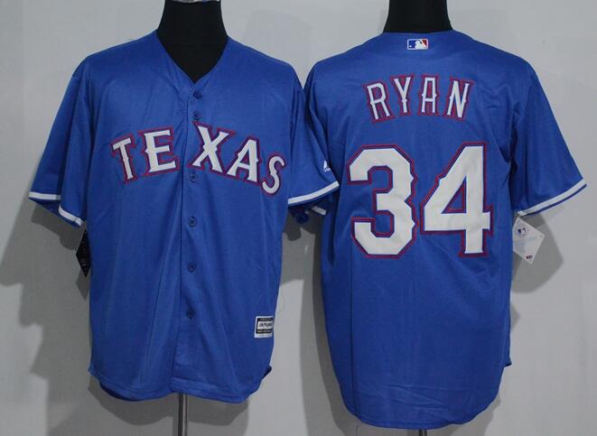 Men's Texas Rangers #34 Nolan Ryan Retired Royal Blue Stitched MLB Majestic Cool Base Jersey