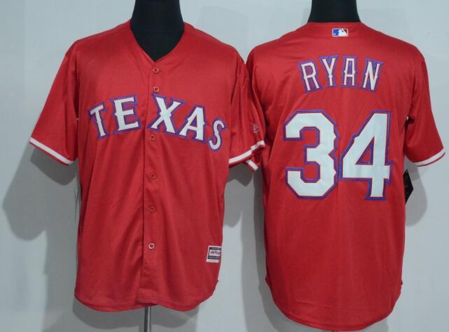 Men's Texas Rangers #34 Nolan Ryan Retired Red Stitched MLB Majestic Cool Base Jersey