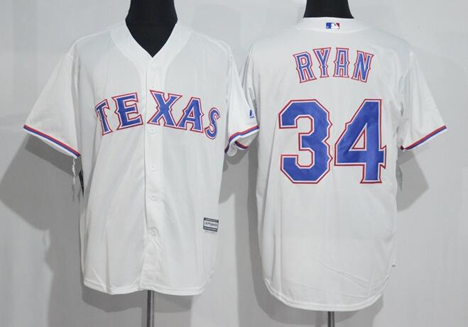 Men's Texas Rangers #34 Nolan Ryan White Stitched MLB 1986 Majestic Cool Base Cooperstown Collection Player Jersey