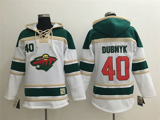 Men's Minnesota Wild #40 Devan Dubnyk Old Time Hockey White Hoodie