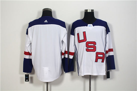 Men's US Hockey Blank White adidas 2016 World Cup of Hockey Game Jersey