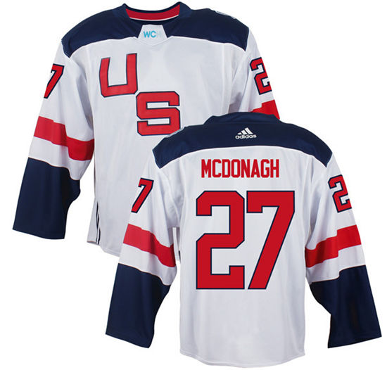 Men's US Hockey #27 Ryan McDonagh White adidas 2016 World Cup of Hockey  Game Jersey