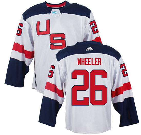 Men's US Hockey #26 Blake Wheeler White adidas 2016 World Cup of Hockey  Game Jersey