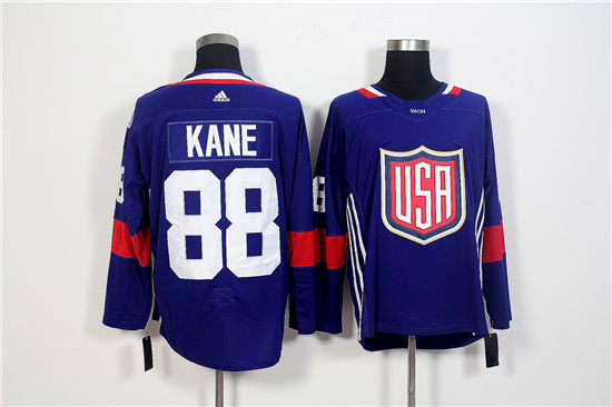 Men's US Hockey #88 Patrick Kane Navy Blue adidas 2016 World Cup of Hockey Game Jersey