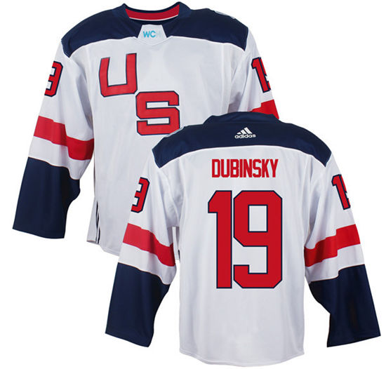 Men's US Hockey #19 Brandon Dubinsky White adidas 2016 World Cup of Hockey  Game Jersey