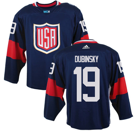 Men's US Hockey #19 Brandon Dubinsky Navy Blue adidas 2016 World Cup of Hockey Game Jersey