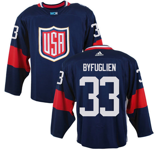 Men's US Hockey #33 Dustin Byfuglien Navy Blue adidas 2016 World Cup of Hockey Game Jersey