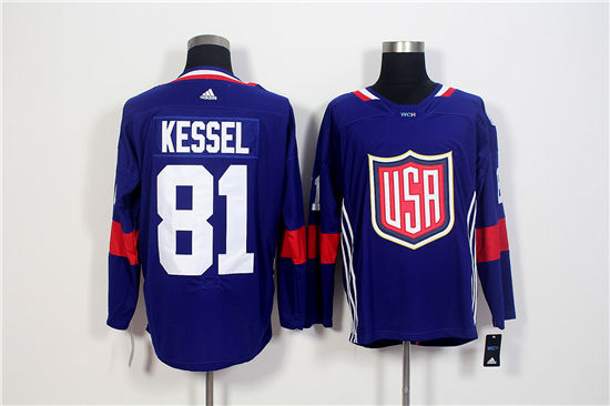 Men's US Hockey #81 Phil Kessel Navy Blue adidas 2016 World Cup of Hockey Game Jersey