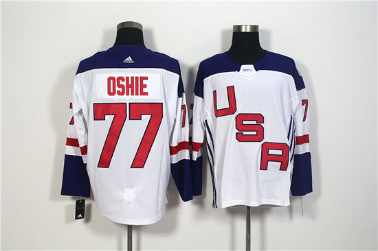 Men's US Hockey #77 T.J. Oshie White adidas 2016 World Cup of Hockey Game Jersey