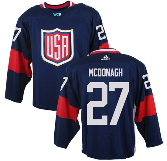 Men's US Hockey #27 Ryan McDonagh Navy Blue adidas 2016 World Cup of Hockey Game Jersey