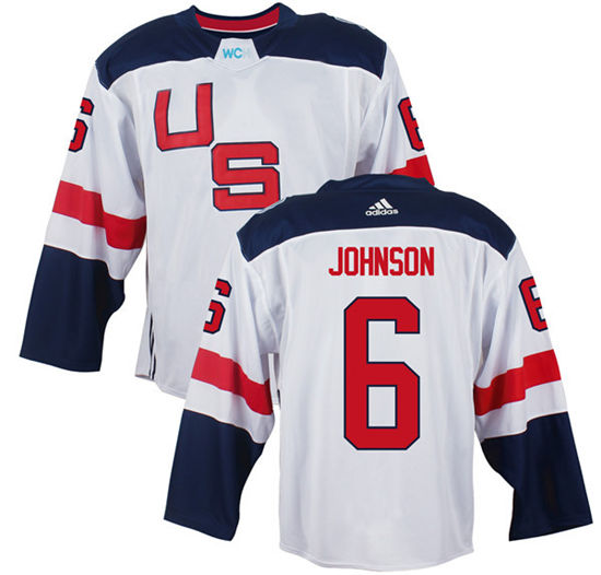 Men's US Hockey #6 Erik Johnson White adidas 2016 World Cup of Hockey  Game Jersey