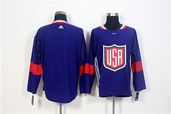 Men's US Hockey Blank Navy Blue adidas 2016 World Cup of Hockey Game Jersey