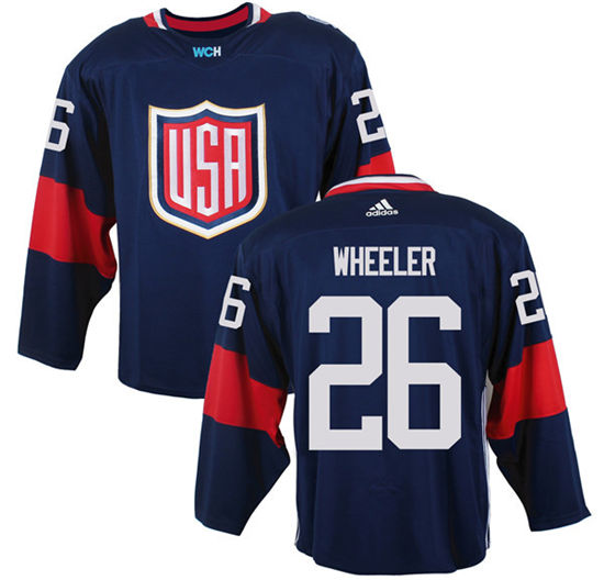 Men's US Hockey #26 Blake Wheeler Navy Blue adidas 2016 World Cup of Hockey  Game Jersey