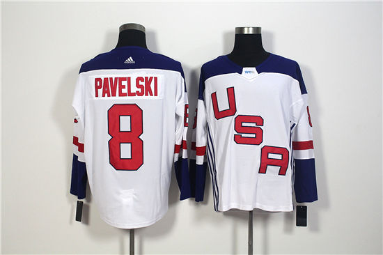 Men's US Hockey #8 Joe Pavelski White adidas 2016 World Cup of Hockey Game Jersey
