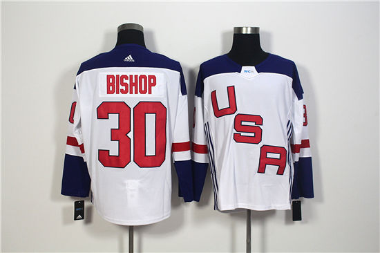 Men's US Hockey #30 Ben Bishop White adidas 2016 World Cup of Hockey Game Jersey