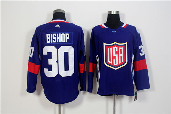 Men's US Hockey #30 Ben Bishop Navy Blue adidas 2016 World Cup of Hockey Game Jersey
