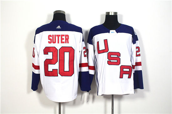 Men's US Hockey #20 Ryan Suter White adidas 2016 World Cup of Hockey Game Jersey