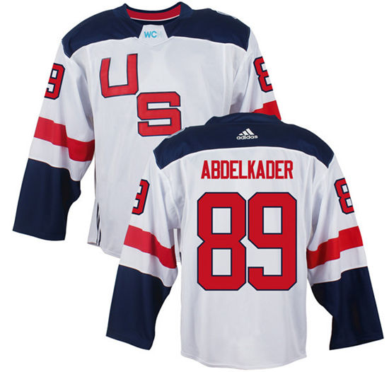 Men's US Hockey #89 Justin Abdelkader White adidas 2016 World Cup of Hockey Game Jersey