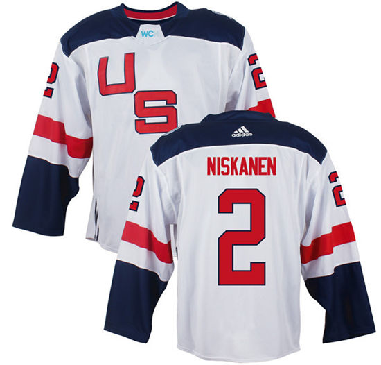 Men's US Hockey #2 Matt Niskanen White adidas 2016 World Cup of Hockey  Game Jersey
