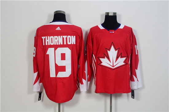 Men's Canada Hockey #19 Joe Thornton Red adidas 2016 World Cup of Hockey  Premier Game Jersey