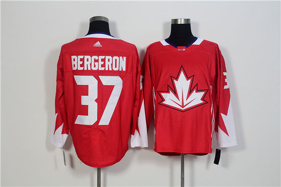 Men's Canada Hockey #37 Patrice Bergeron Red adidas 2016 World Cup of Hockey  Premier Game Jersey