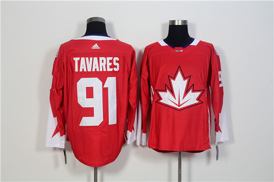 Men's Canada Hockey #91 John Tavares Red adidas 2016 World Cup of Hockey  Premier Game Jersey