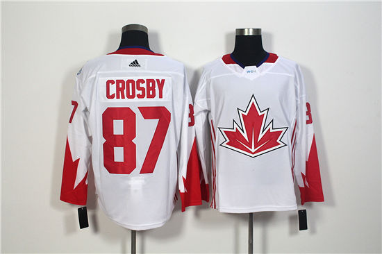Men's Canada Hockey #87 Sidney Crosby White adidas 2016 World Cup of Hockey  Premier Game Jersey
