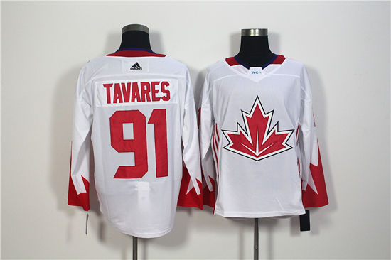 Men's Canada Hockey #91 John Tavares White adidas 2016 World Cup of Hockey  Premier Game Jersey