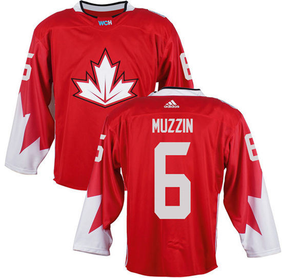 Men's Canada Hockey #6 Jake Muzzin Red adidas 2016 World Cup of Hockey  Premier Game Jersey