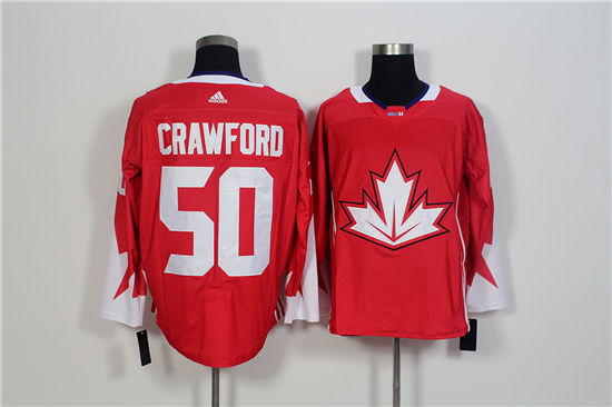 Men's Team Canada #50 Corey Crawford Red 2016 World Cup Of Hockey Stitched Adidas WCH Game Jersey