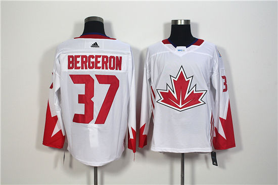 Men's Canada Hockey #37 Patrice Bergeron White adidas 2016 World Cup of Hockey  Premier Game Jersey