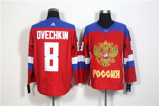Men's Team Russia #8 Alex Ovechkin Red 2016 World Cup Of Hockey Stitched Adidas WCH Game Jersey