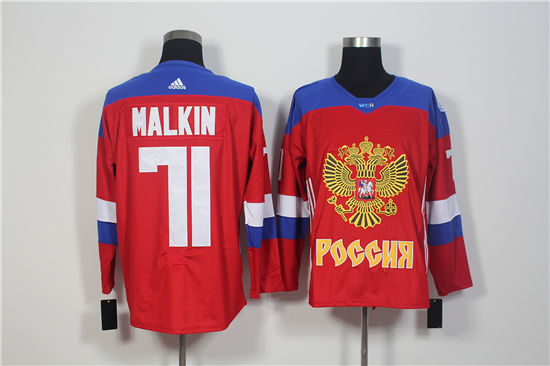 Men's Team Russia #71 Evgeni Malkin Red 2016 World Cup Of Hockey Stitched Adidas WCH Game Jersey