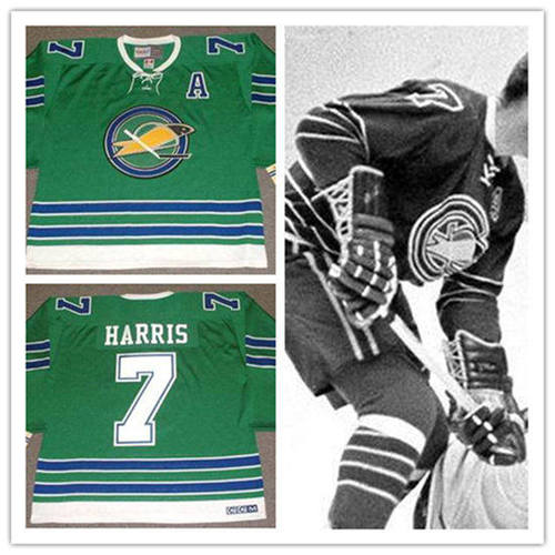 Men's Oakland Seals #7 BILLY HARRIS 1967 CCM Vintage Throwback Home Green Jersey