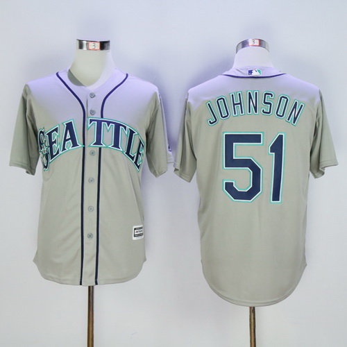 Men's Seattle Mariners Retired Player #51 Randy Johnson Gray 2015 MLB Cool Base Jersey