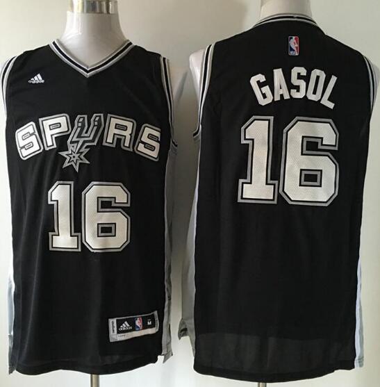 Men's San Antonio Spurs #16 Pau Gasol Black Stitched NBA Adidas Revolution 30 Swingman Jersey