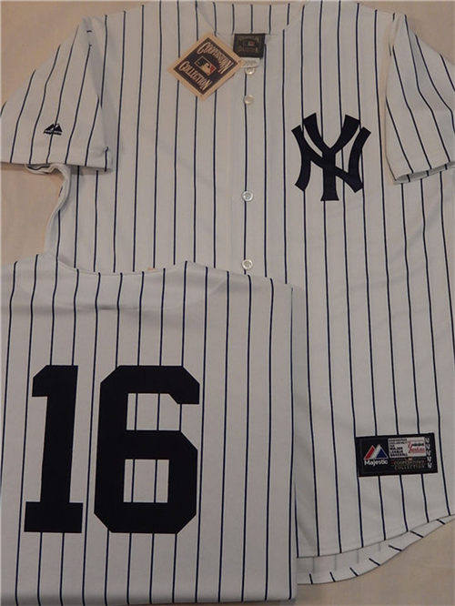 Men's New York Yankees #16 WHITEY FORD White Cooperstown Collection Throwback Jersey
