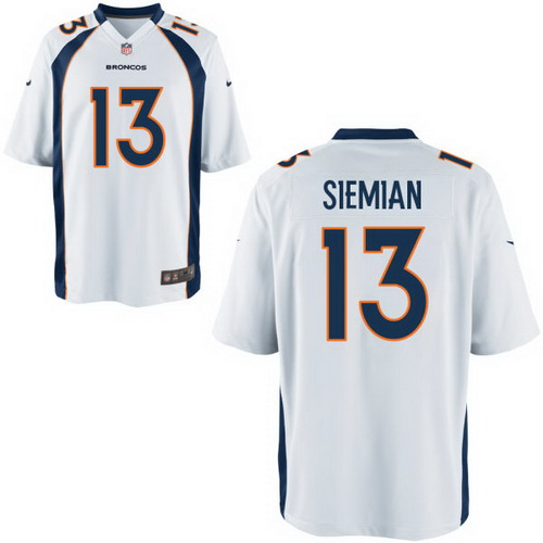 Men's Denver Broncos #13 Trevor Siemian White Road Stitched NFL Nike Elite Jersey