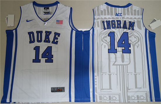 Men's Duke Blue Devils #14 Brandon Ingram V Neck College Basketball Elite Jersey - White