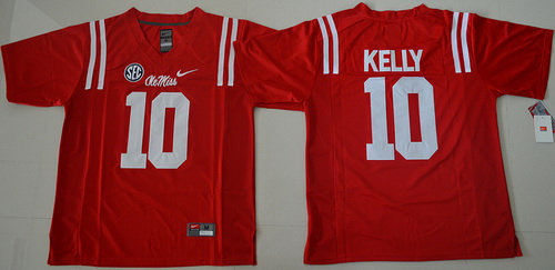 Men's Ole Miss Rebels #10 Chad Kelly Red College Football Nike Jersey
