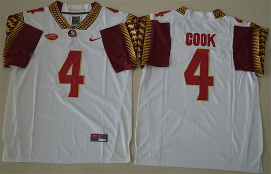 Men's Florida State Seminoles #4 Dalvin Cook White College Football Nike Jersey