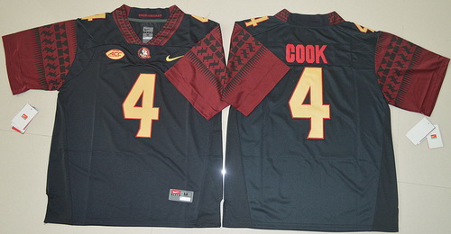 Men's Florida State Seminoles #4 Dalvin Cook Black College Football Nike Jersey