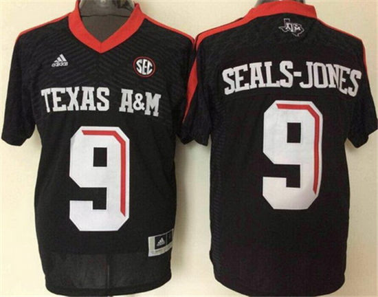 Men's Texas A&M Aggies #9 Ricky Seals-Jones Black 2016 College Football Adidas Jersey