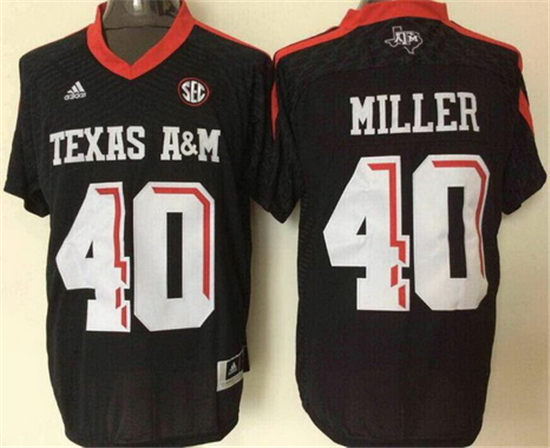 Men's Texas A&M Aggies #40 Von Miller Black 2016 College Football Adidas Jersey