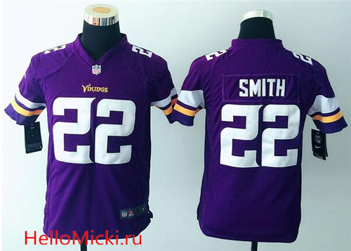 Youth Minnesota Vikings #22 Harrison Smith Purple Team Color NFL Nike Game Jersey
