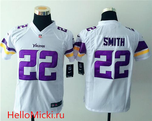 Youth Minnesota Vikings #22 Harrison Smith White Road NFL Nike Game Jersey