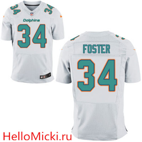 Men's Miami Dolphins #34 Arian Foster White Road Nike Elite Stitched NFL Jersey