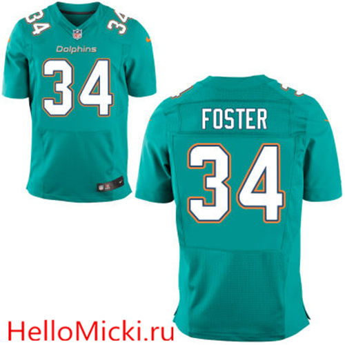 Men's Miami Dolphins #34 Arian Foster Aqua Green Team Color Nike Elite Stitched NFL Jersey