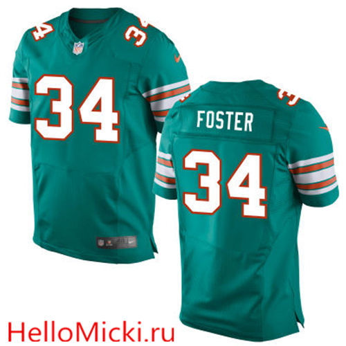 Men's Miami Dolphins #34 Arian Foster Aqua Green Alternate 2015 NFL Nike Elite Jersey